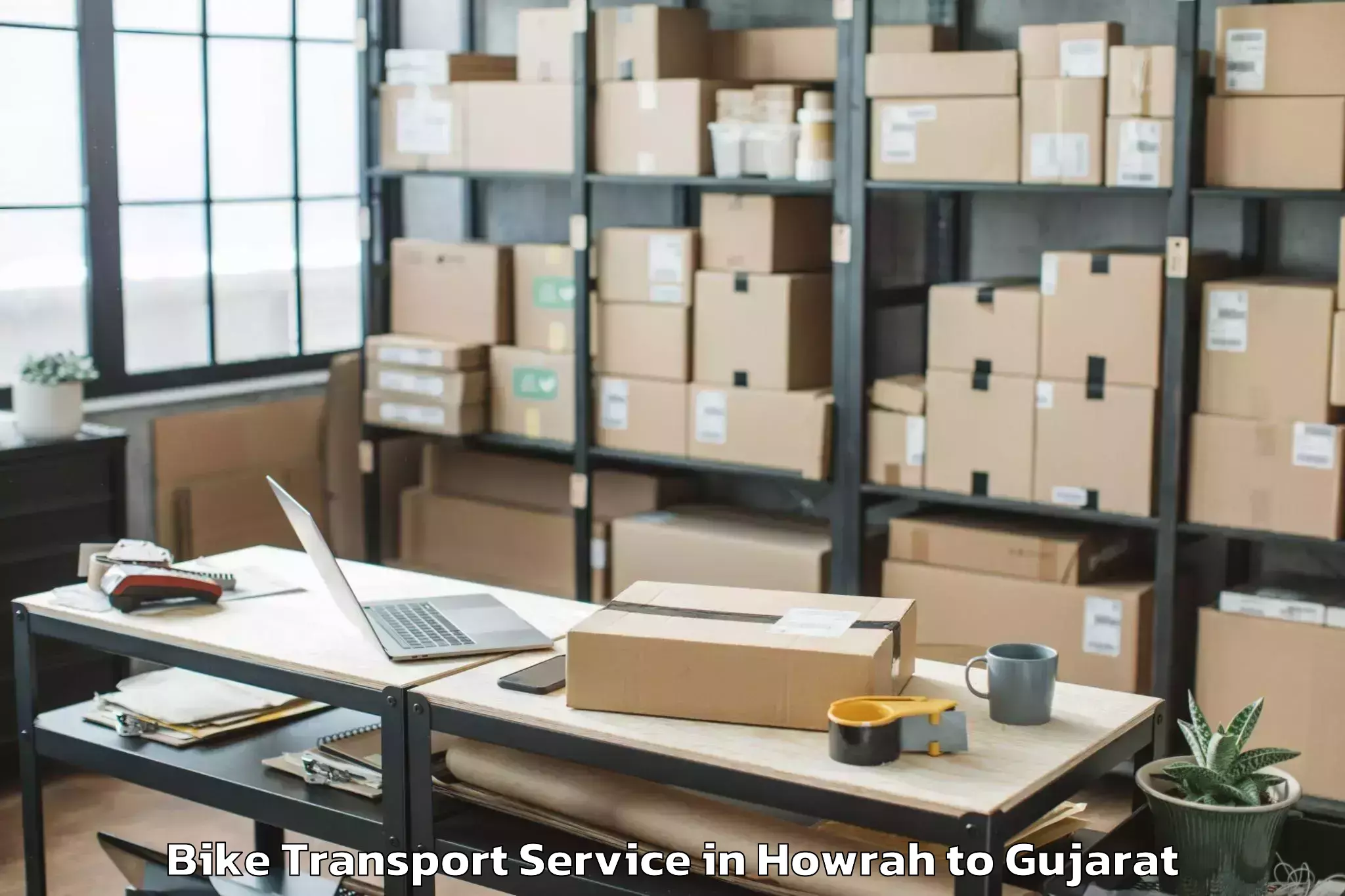 Professional Howrah to Kalol Bike Transport